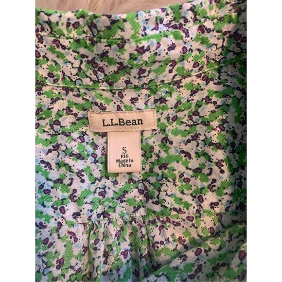 L.L. Bean: Green Floral Print Casual Shirt Small - Picture 5 of 9